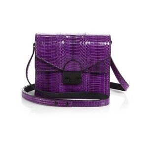 Loeffler Randall snakeskin embossed purple leather crossbody bag NWT